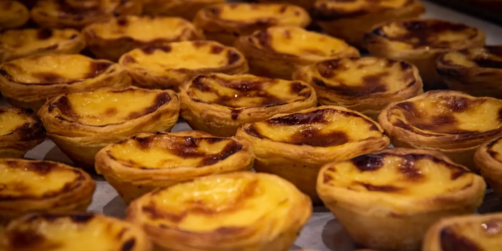 Pastéis de nata appena sfornati in una pasticceria di Porto