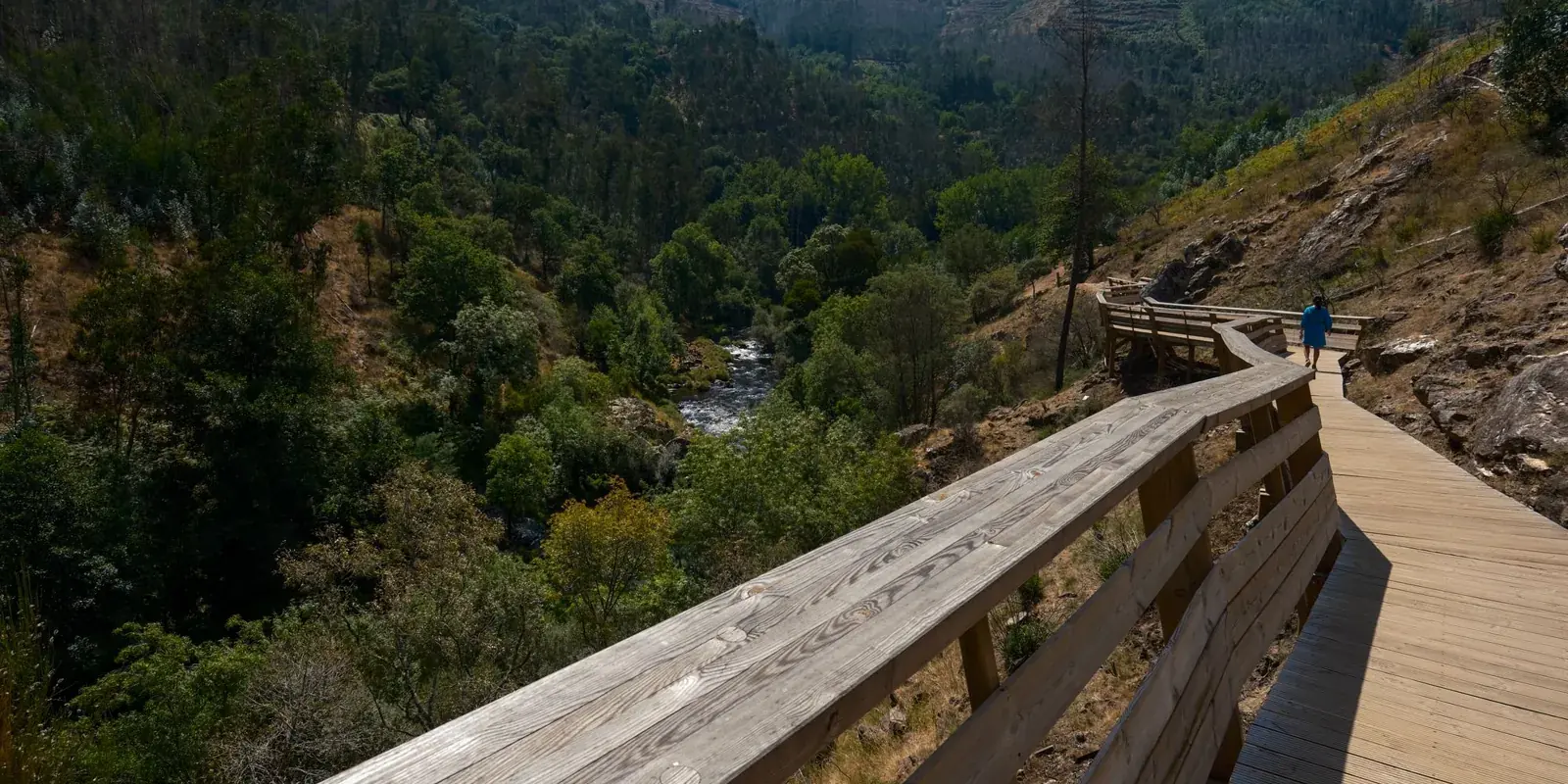 Le passerelle di legno lungo la valle verde del fiume Paiva